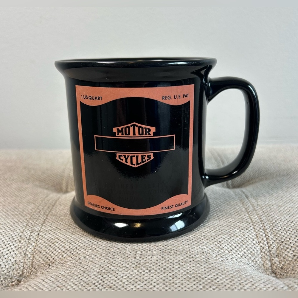 Vintage Y2K Harley Davidson Motorcycles Genuine Oil Coffee Mug Black 2004 EUC
